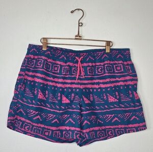 Chubbies Tide Pool Swim Trunks - Aztec Blue and Neon Pink - Size M